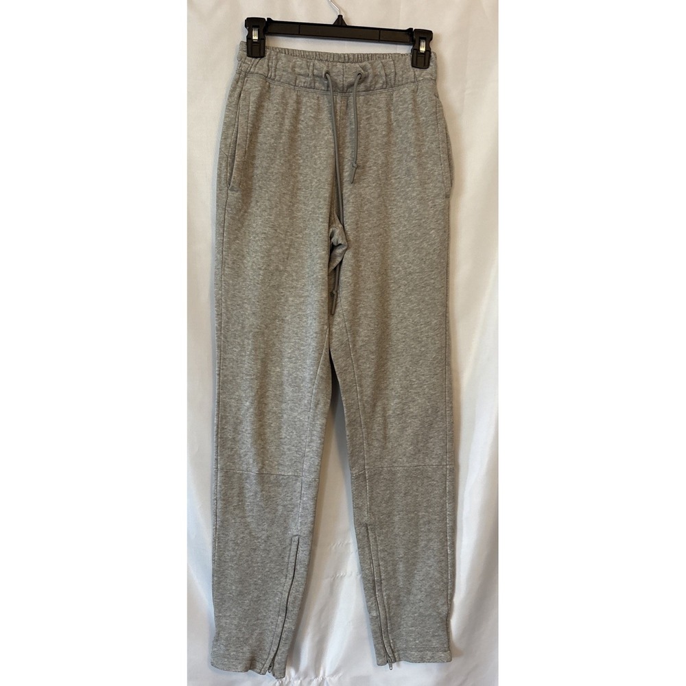 Adidas Joggers Men/Women's Sm Heathered Gray Fleece Tapered Ankle Zip Sweatpants